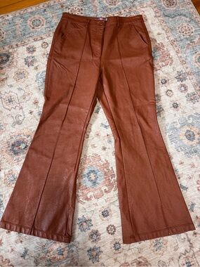 Urban Outfitters Faux Leather Pants - Size 8 - Cognac Brown Wide Leg
